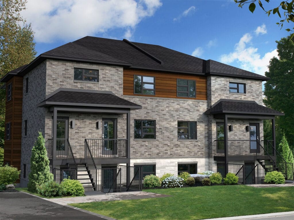 Le Bouleau semi-detached triplex built by Solico