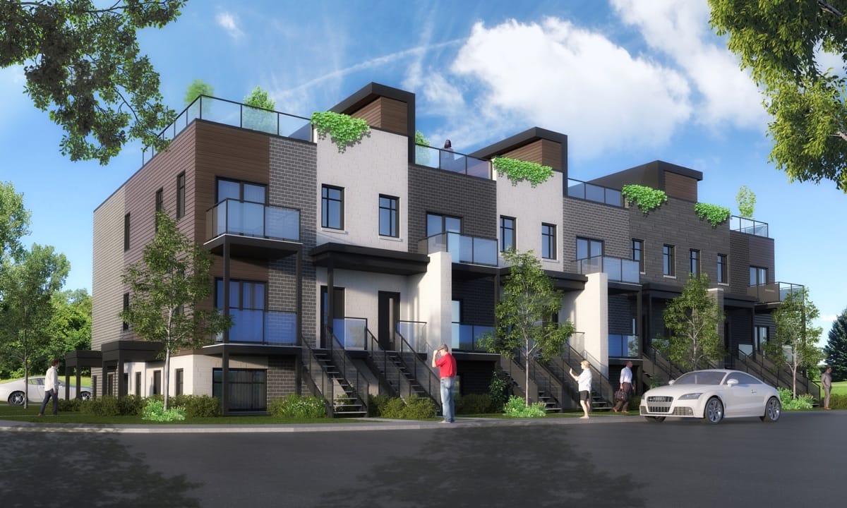Maisons de ville avec garage du projet Urbania, rue de la Cité Jardin, à Gatineau
